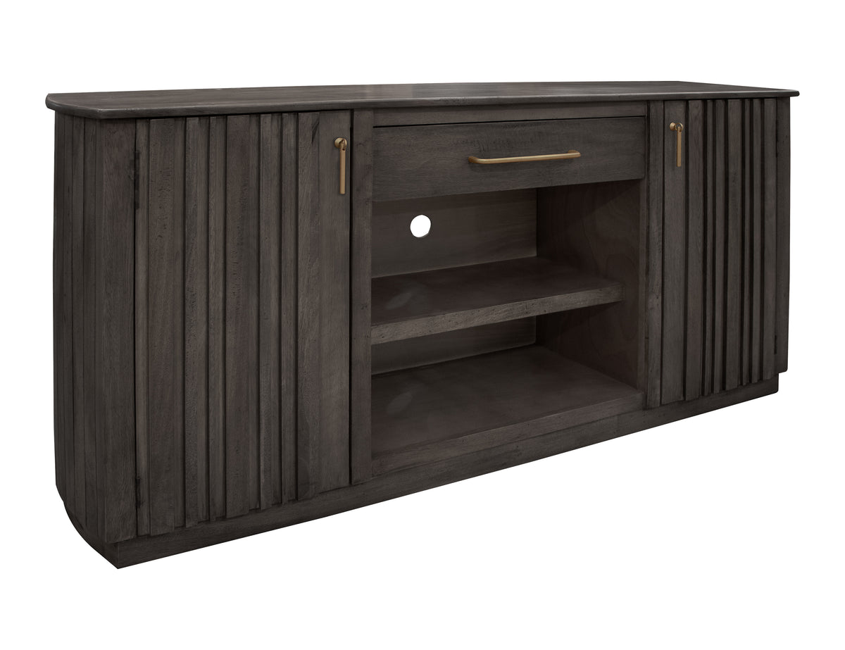 Dark Mezquite TV Stand, Black, 1 Drawer 2 Door