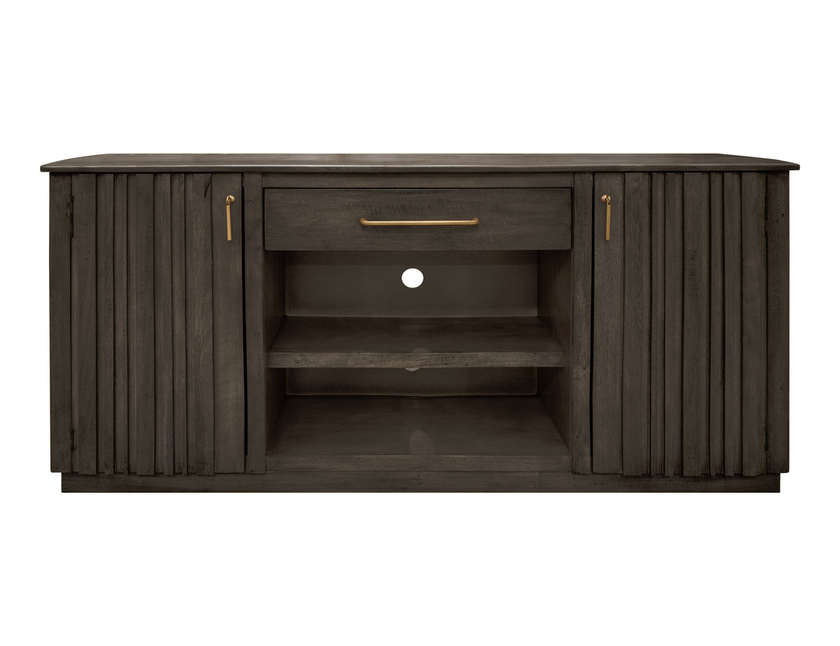 Dark Mezquite TV Stand, Black, 1 Drawer 2 Door