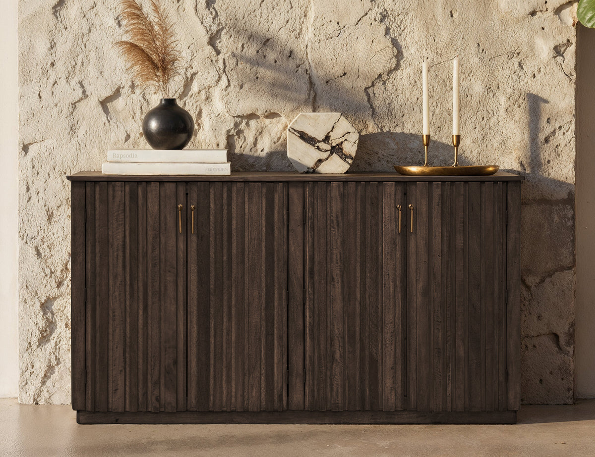Dark Mezquite Console, Black, 4 Door