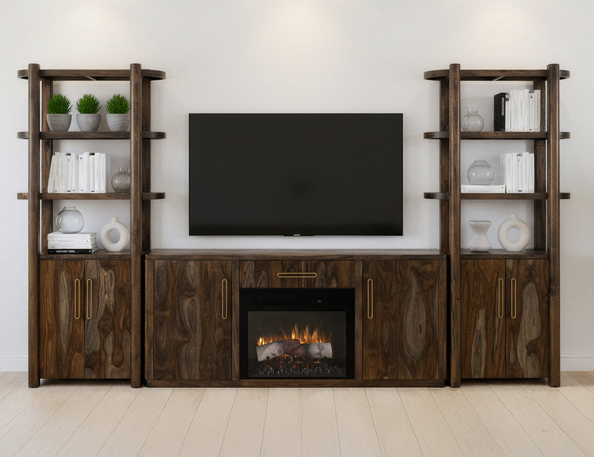 Black Balam Pier, Black, 2 Door, 3 Shelf