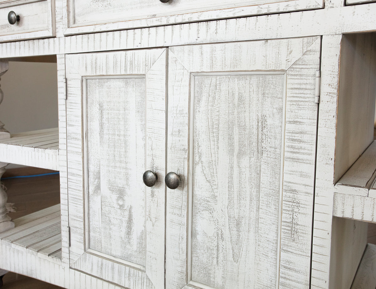 Stone Kitchen Island, White, 3 Drawer, 2 Doors Wood Island
