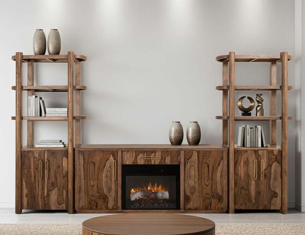 Balam Wall Unit, TV Stand 80" with Electric Fireplace insert