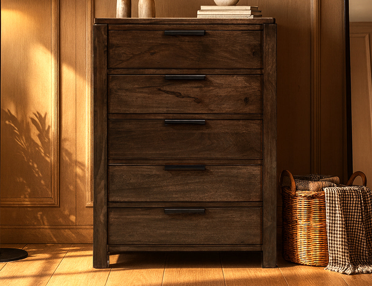 Raramuri Chest, Black, 5 Drawer