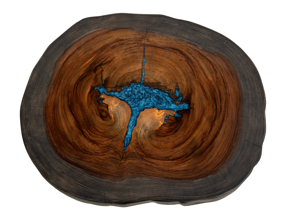 Parota Epoxy Cocktail Table, Live Edge - IFD8351CKTBL