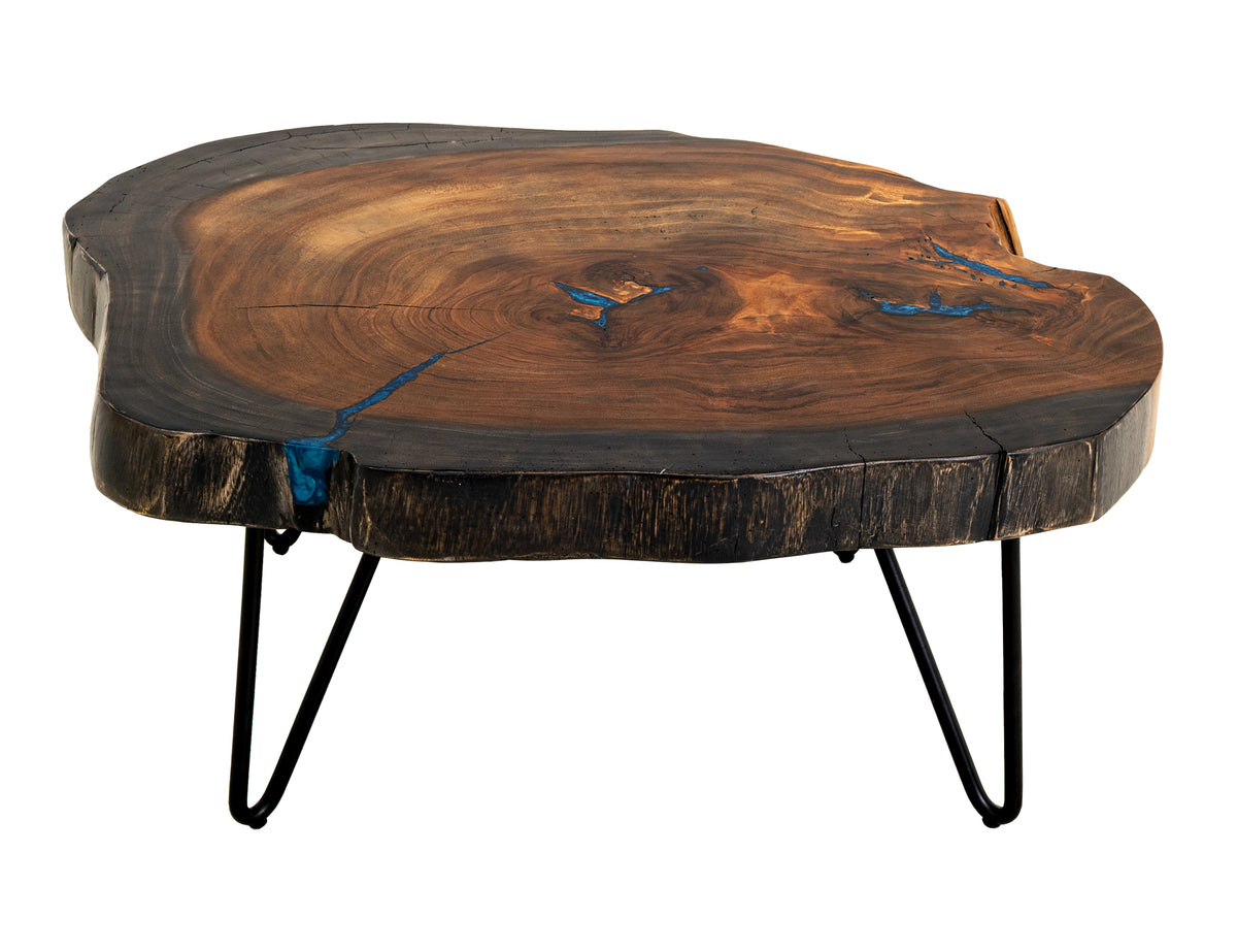 Parota Epoxy Cocktail Table, Live Edge - IFD8351CKTBL