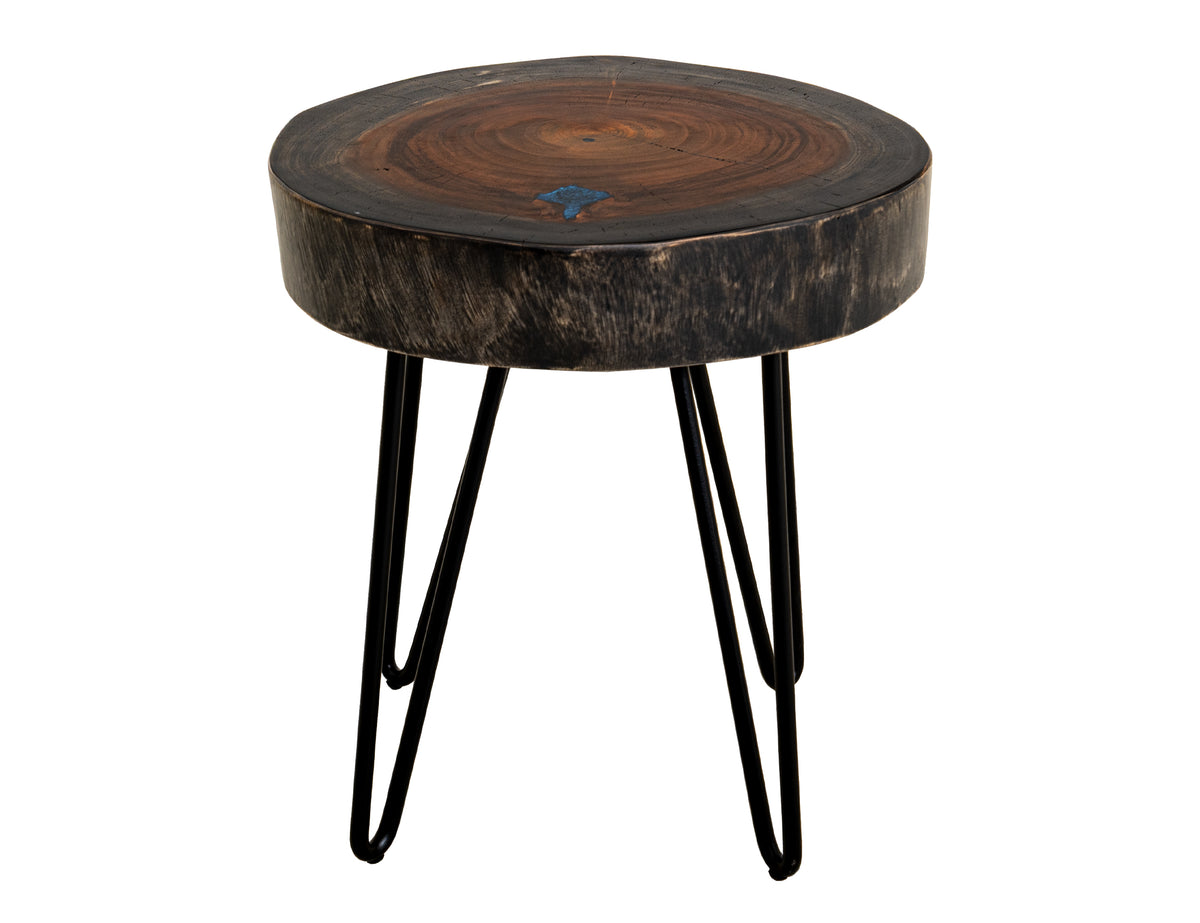 Parota Epoxy Chairside Table, Live Edge - IFD8351CSTBL