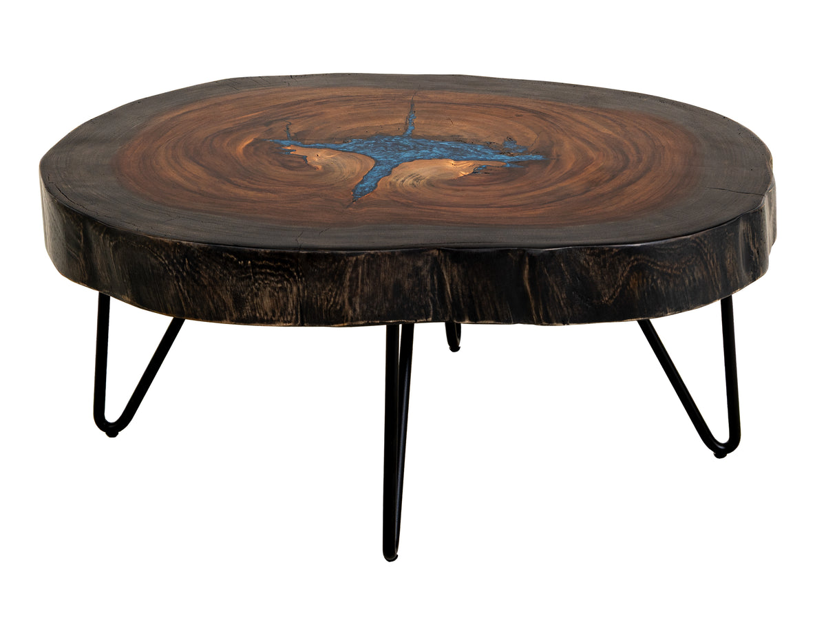 Parota Epoxy Cocktail Table, Live Edge - IFD8351CKTBL