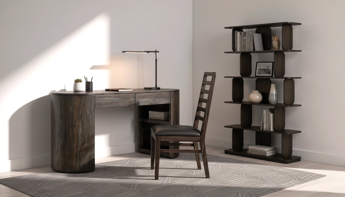 Black Balam Desk, Black, 2 Drawer