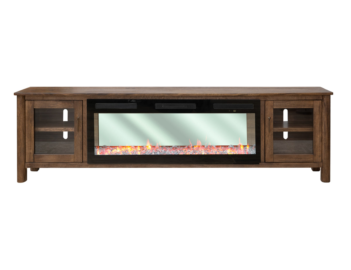 Olimpia TV Stand, Brown, 2 Door Fireplace
