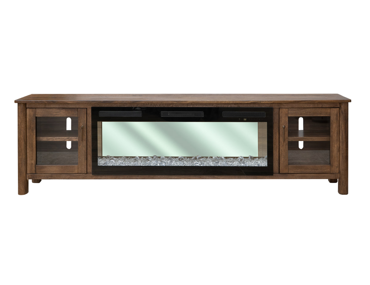 Olimpia TV Stand, Brown, 2 Door Fireplace
