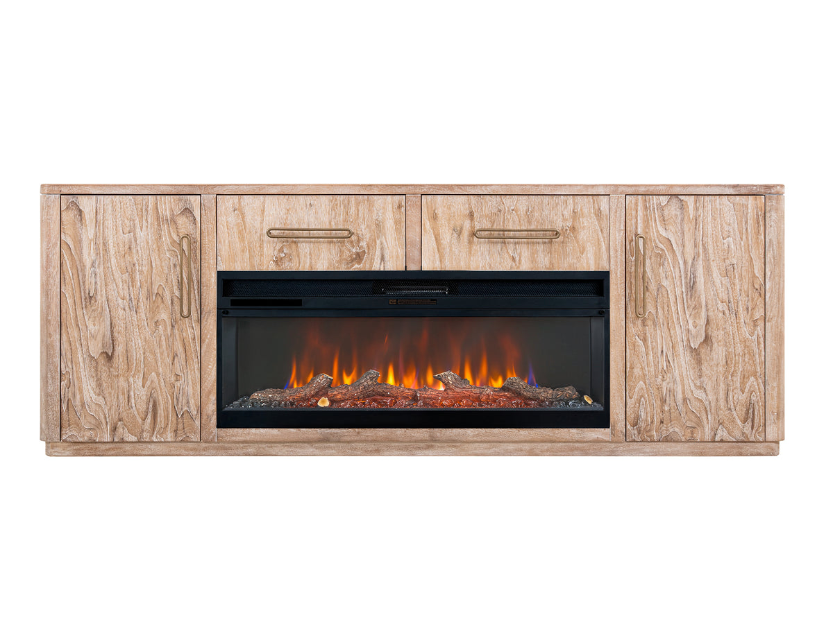 White Balam TV Stand for Fire Place, White, 2 Drawer & 2 Door TV Stand, 80" for Fireplace