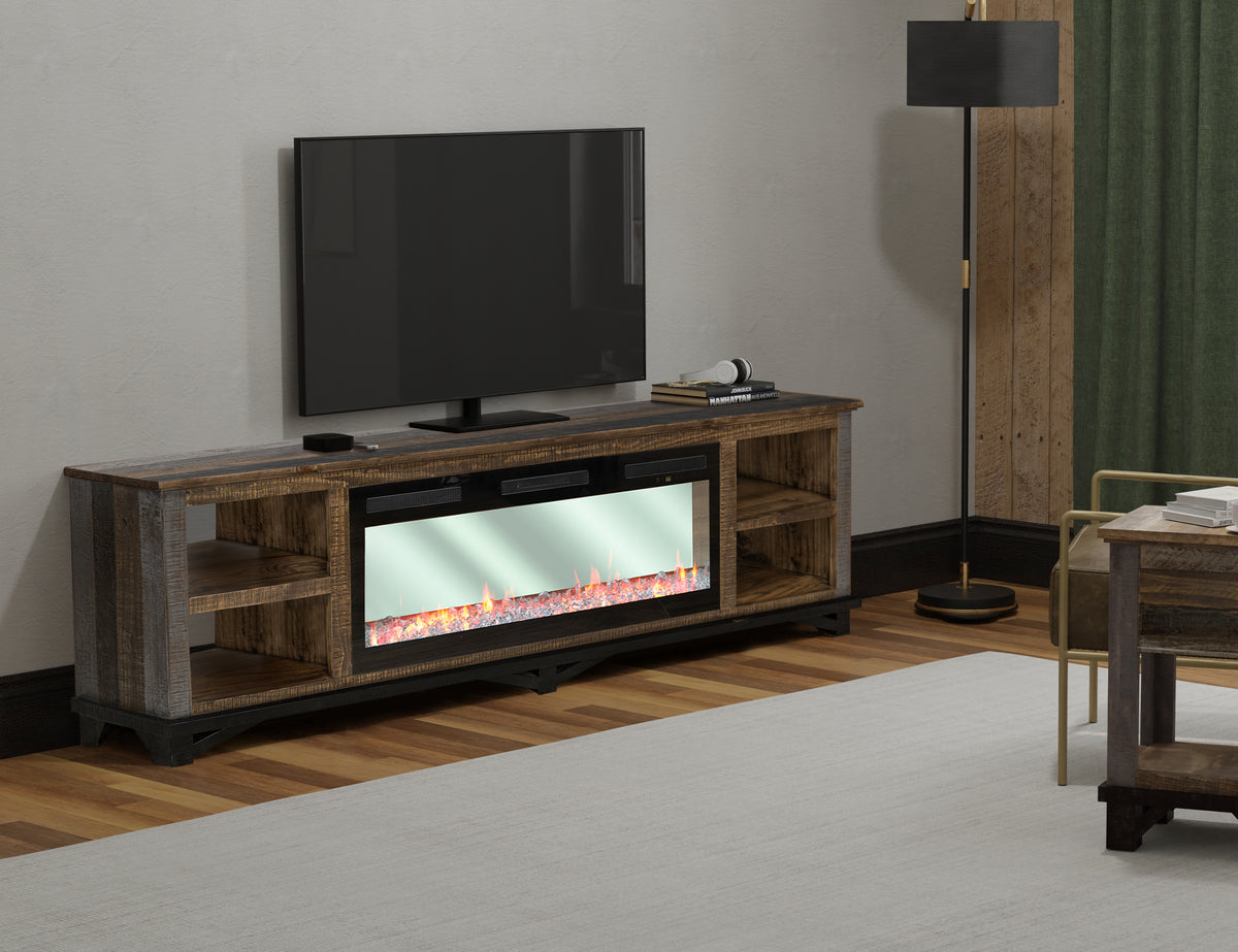 Loft Brown TV Stand, Multicolor, 4 Shelves Fireplace