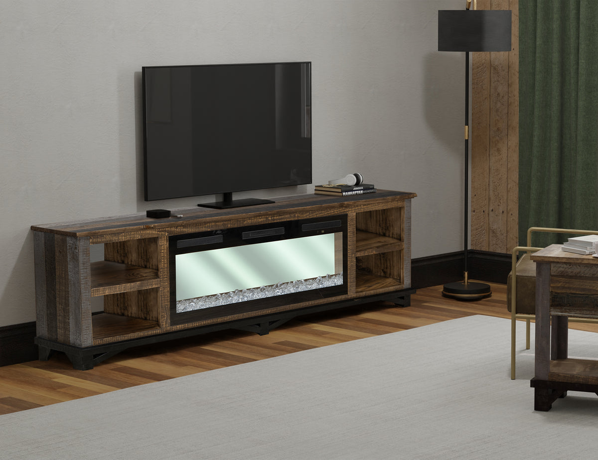 Loft Brown TV Stand, Multicolor, 4 Shelves Fireplace