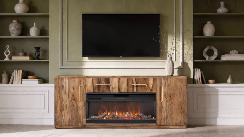 2 Drawer & 2 Door TV Stand 80" with Electric Fireplace Insert - IFD4421STNFP80