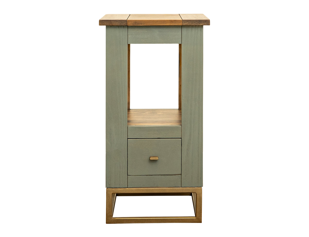 Timber Chairside Table, 1 Drawer, 1 Shelf