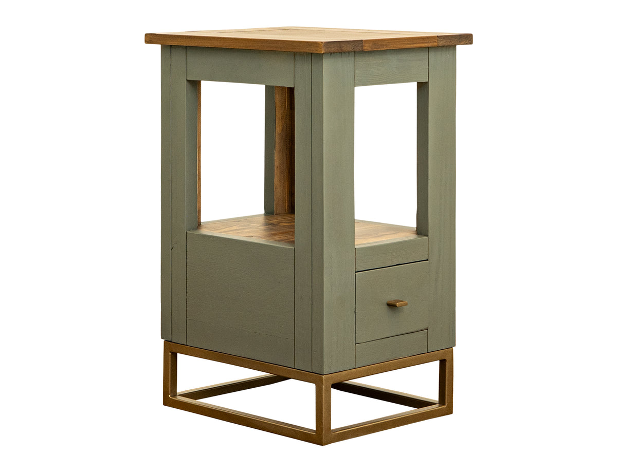 Timber Chairside Table, 1 Drawer, 1 Shelf