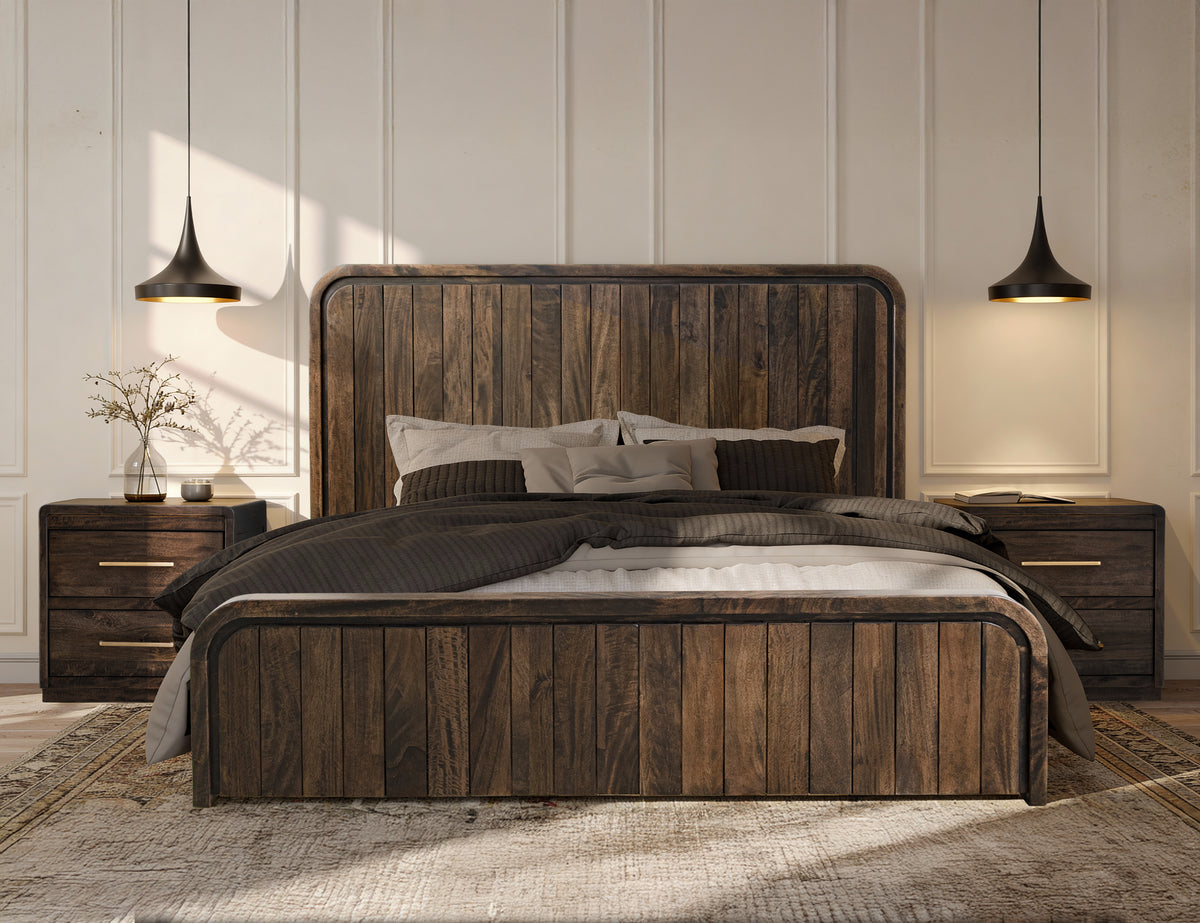 Dark Mezquite Headboard, Black, 5/0 Queen Platform