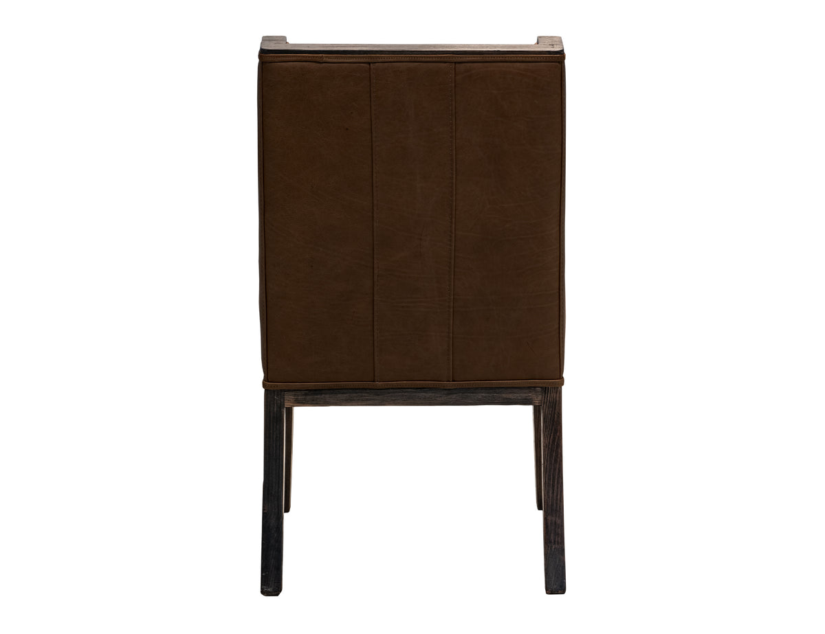 Black Balam Upholstered Chair, Brown, (100% Leather)
