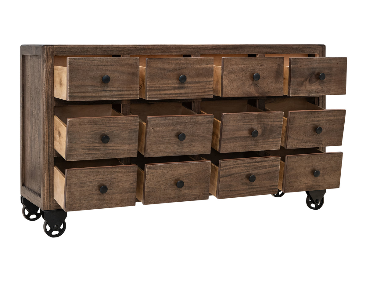 Oslo Console, Brown, 12 Drawer