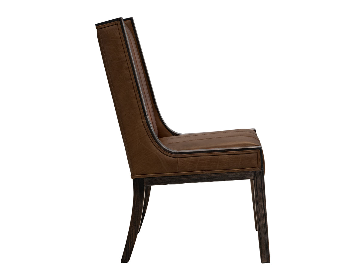 Black Balam Upholstered Chair, Brown, (100% Leather)