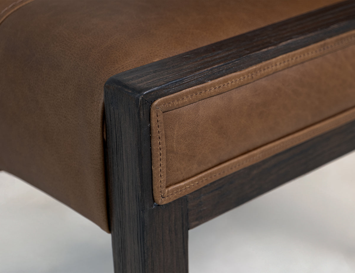 Black Balam Upholstered Chair, Brown, (100% Leather)