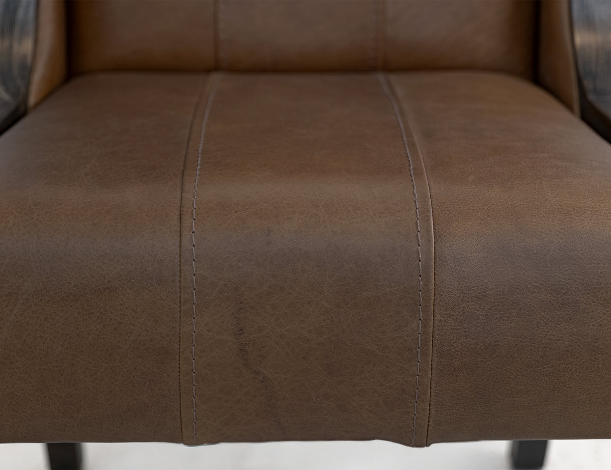 Black Balam Upholstered Chair, Brown, (100% Leather)