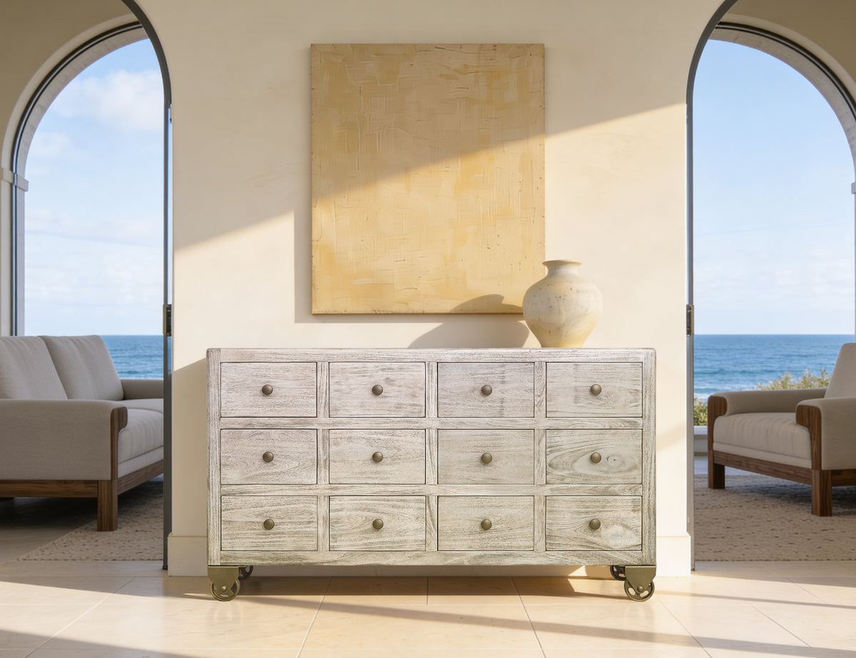 Oslo Console, White, 12 Drawer