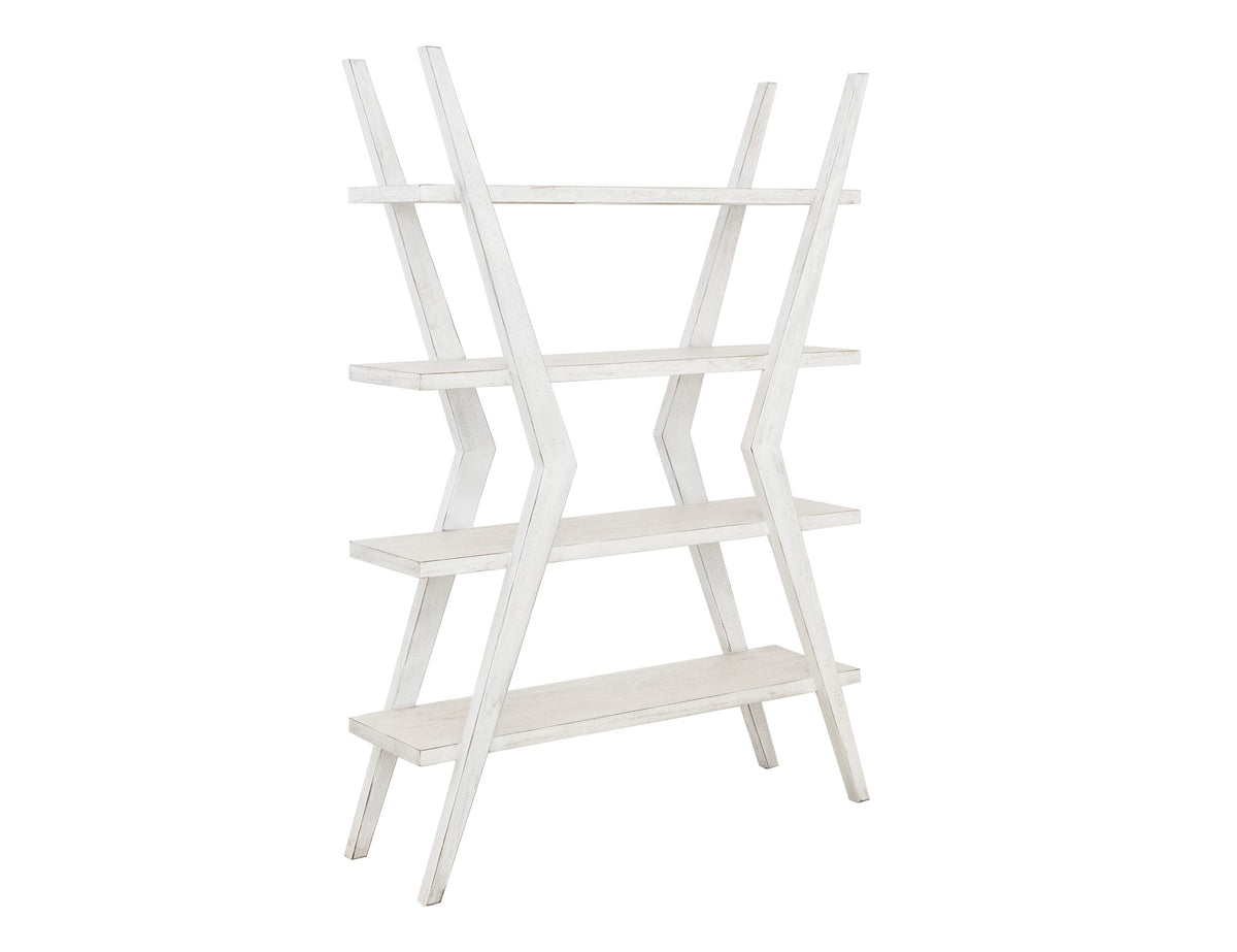Moka White Bookcase, 4 Shelves, X-Shaped Étagère Bookcase Moka White