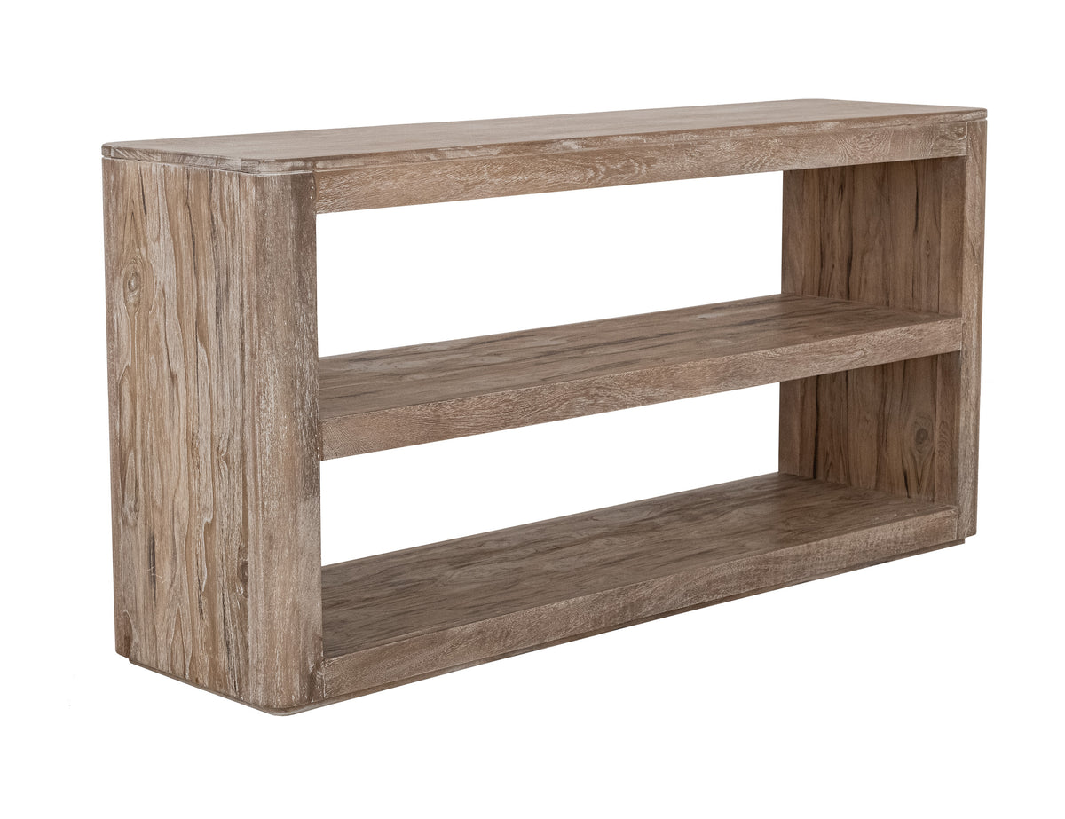 White Balam Sofa Table, Ivory, 2 Shelf