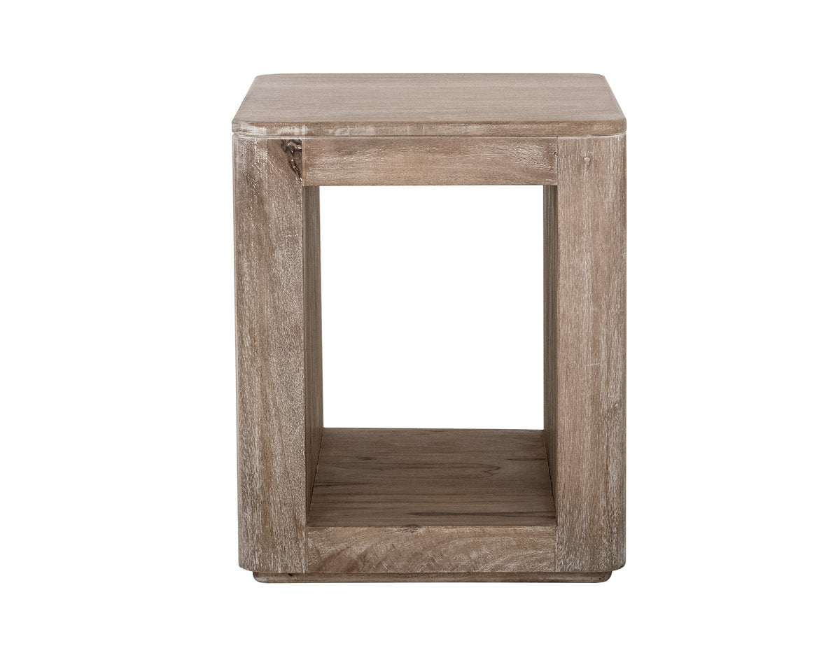 White Balam Chairside Table, Ivory, 1 Shelf