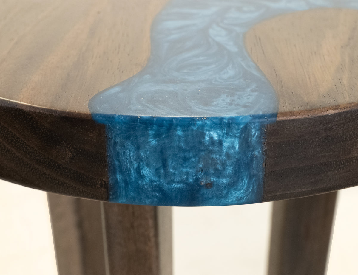 Zaphiro Chairside Table, Brown - Parota/Mango & Resin