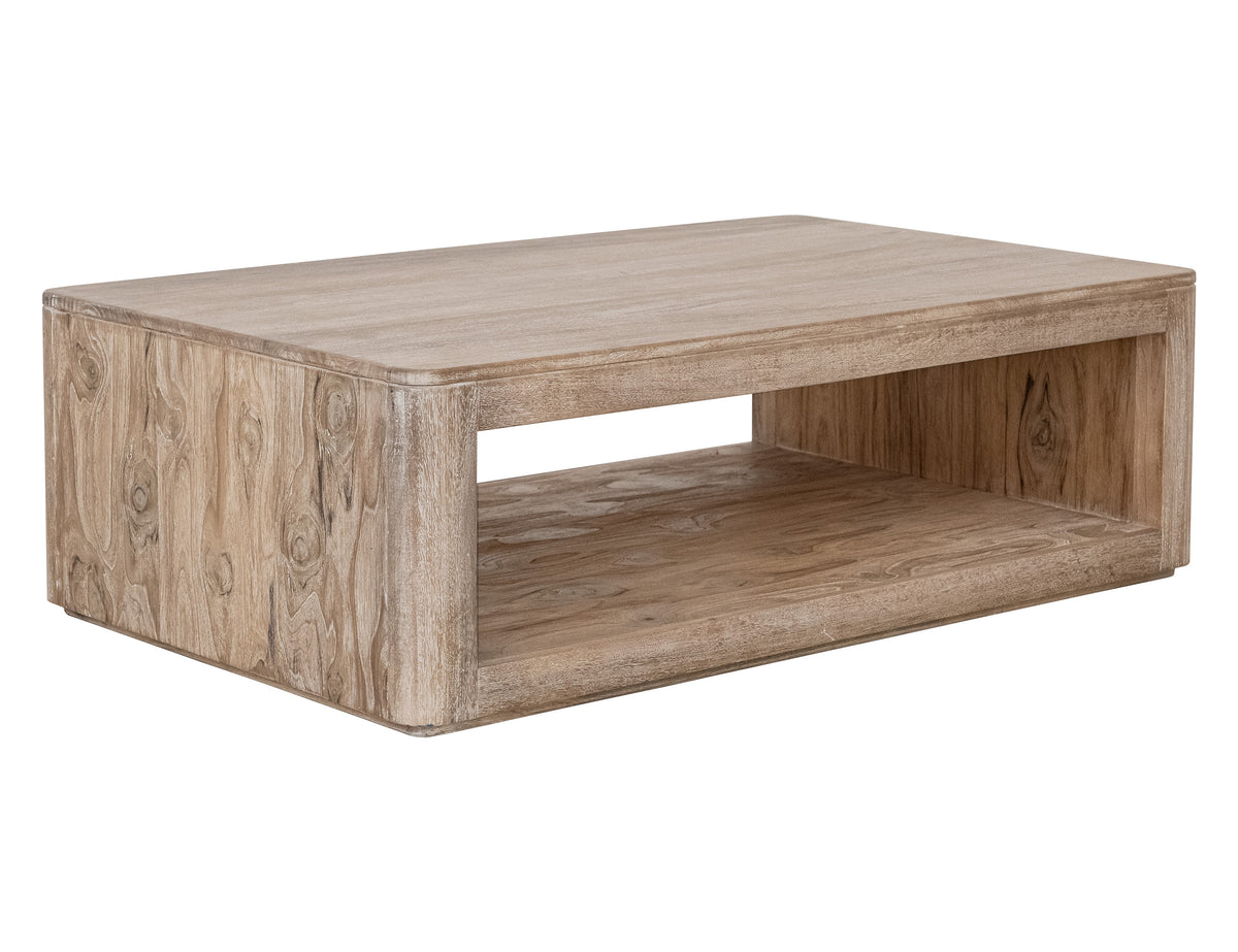 White Balam Cocktail Table, Ivory, 1 Shelf