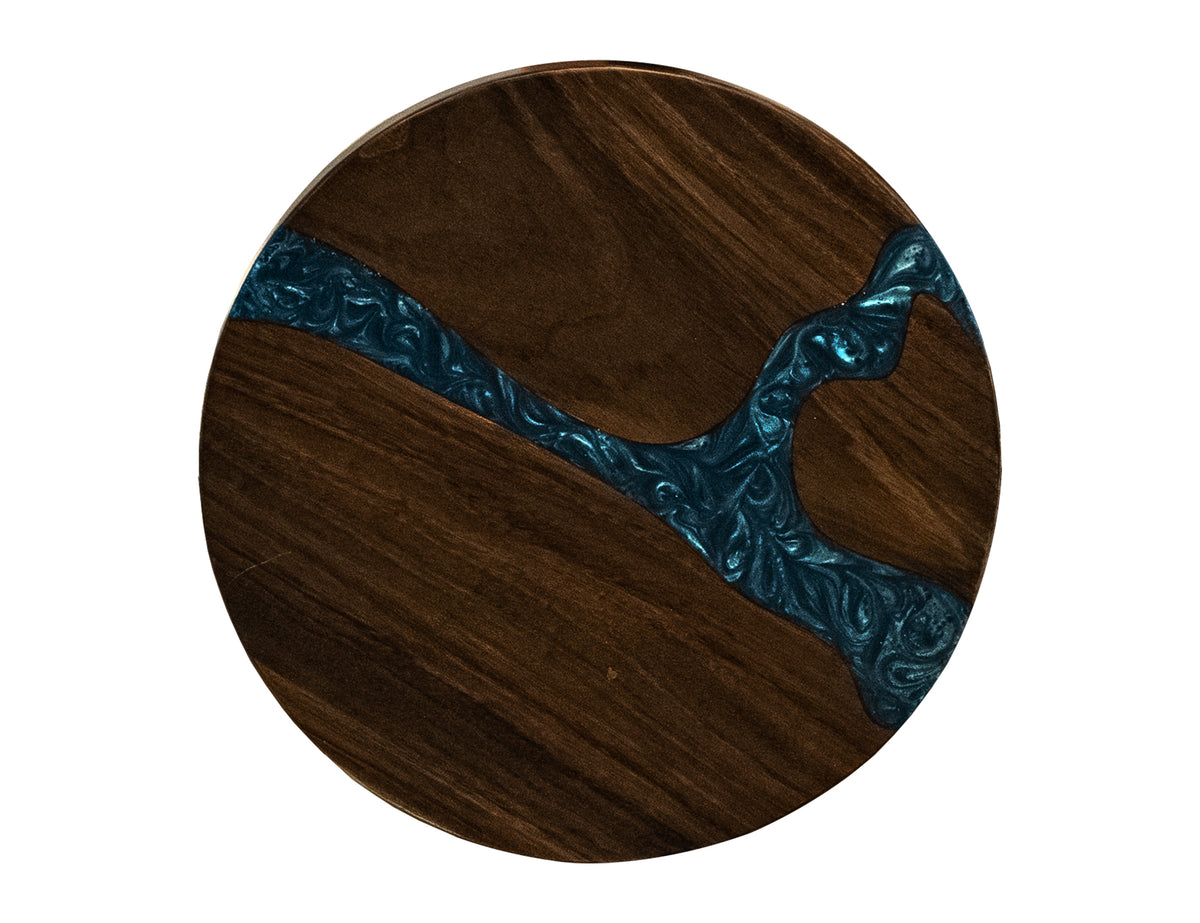 Zaphiro Chairside Table, Brown - Parota/Mango & Resin