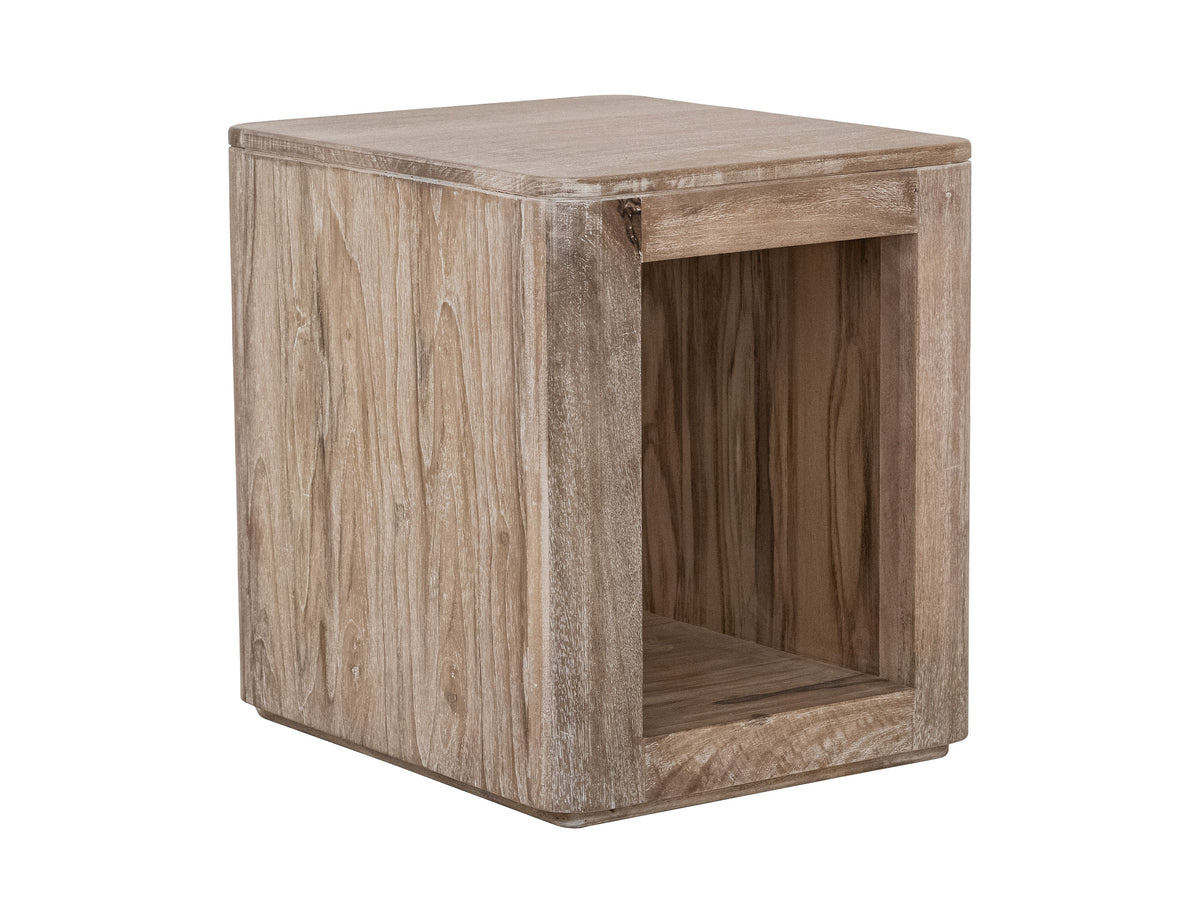 White Balam Chairside Table, Ivory, 1 Shelf