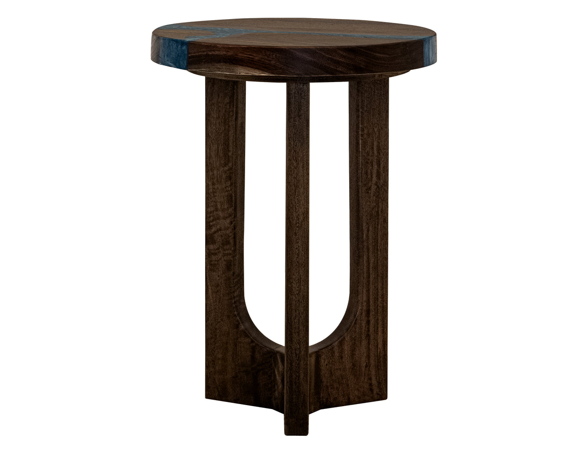 Zaphiro Chairside Table, Brown - Parota/Mango & Resin