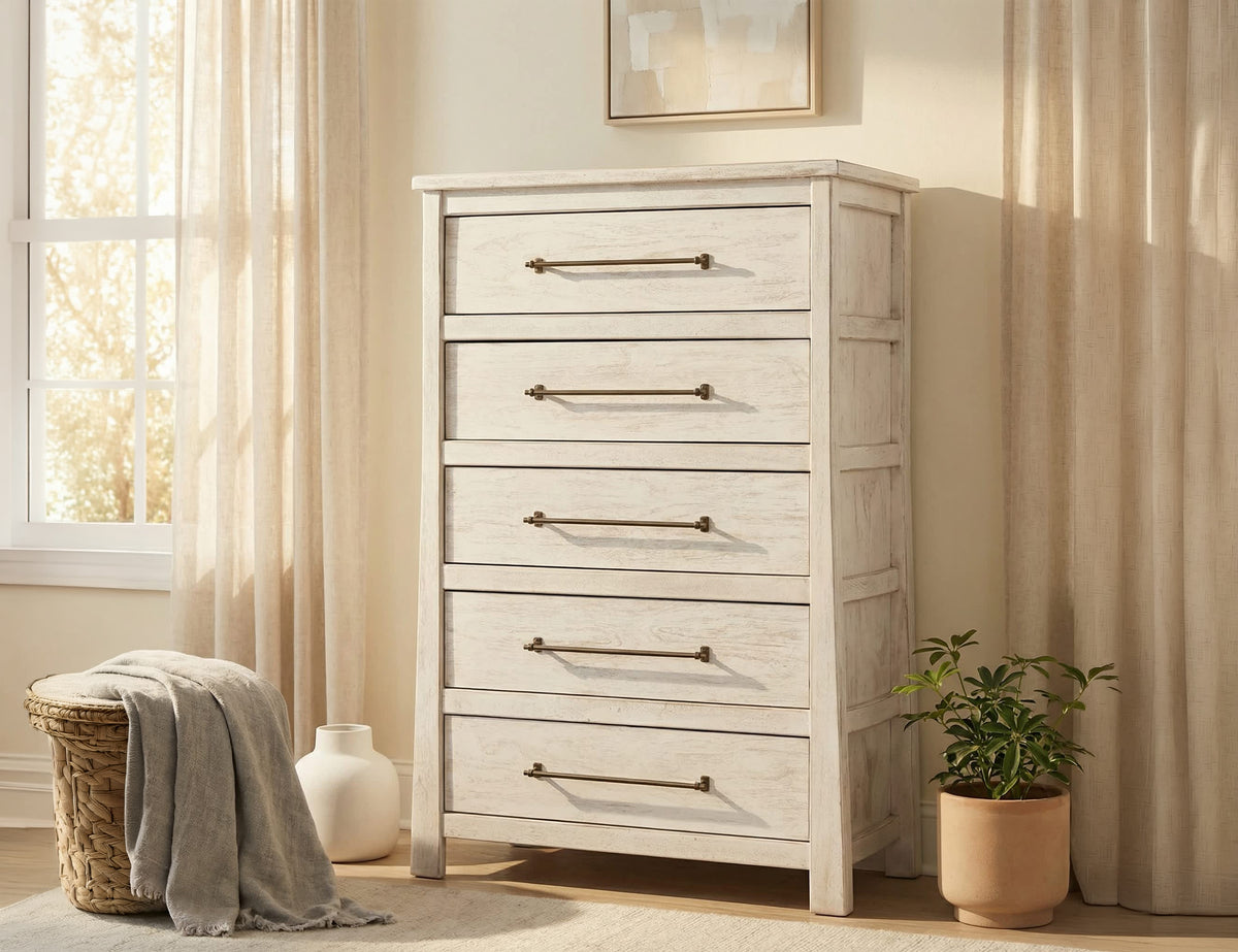 White Roots Chest, 5 Drawer