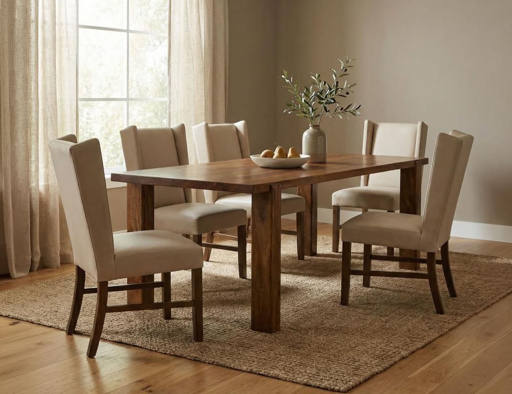 Silver, Rectangular Dining Table
