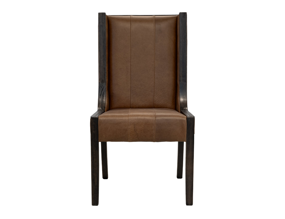 Walnut Upholstered Chair, Brown, (100% Leather)