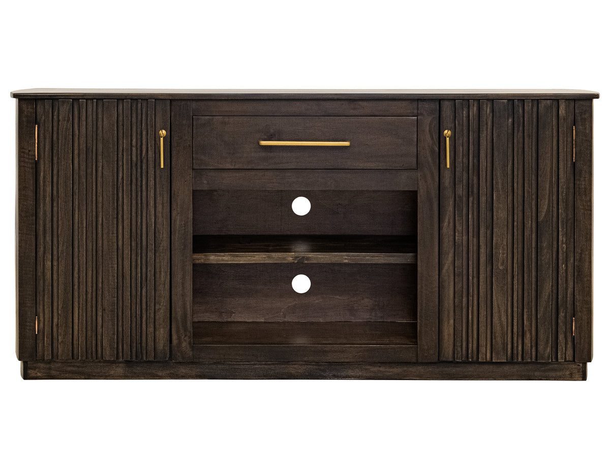 Dark Mezquite TV Stand for Fire Place, Dark Brown, 1 Drawer & 2 Door