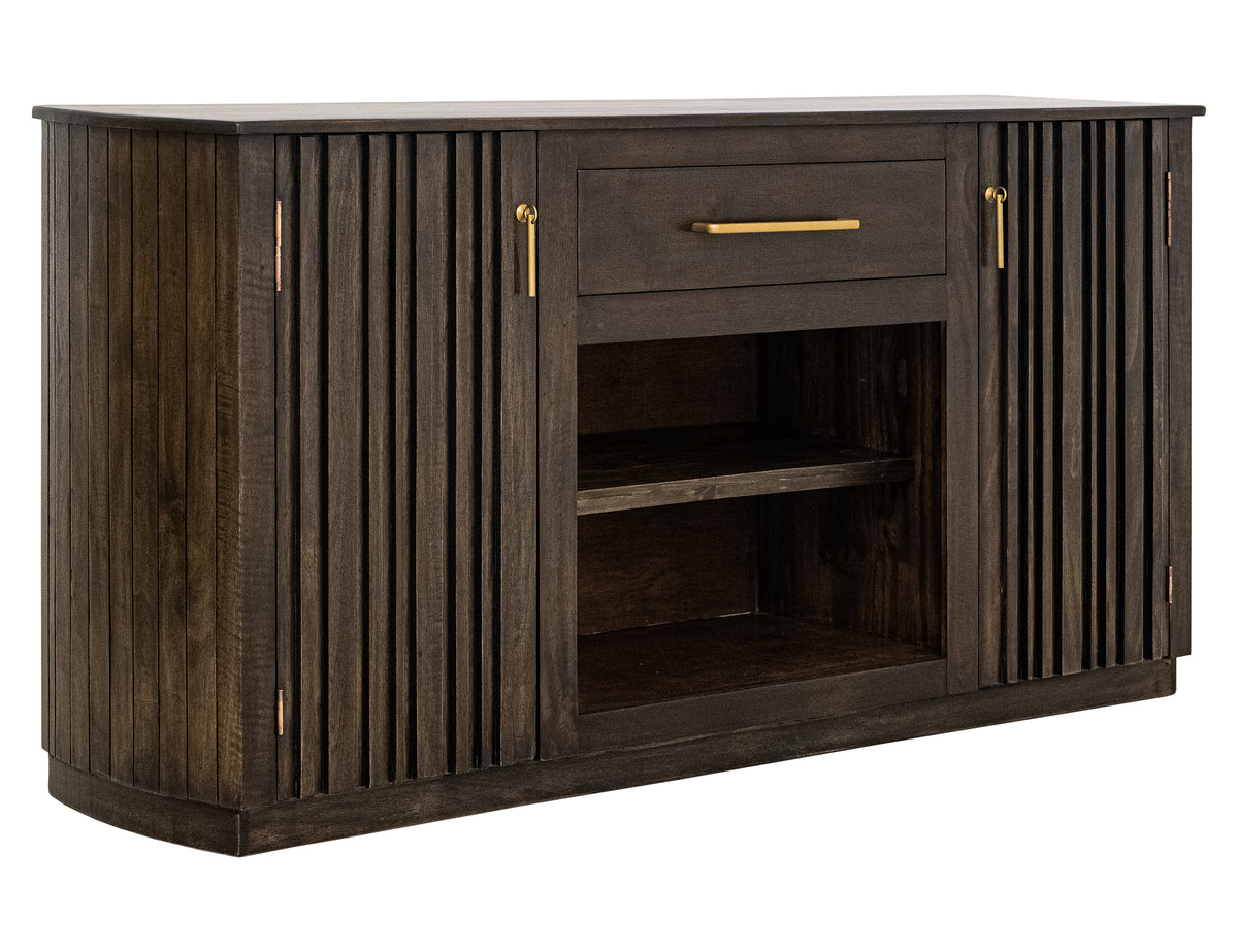Dark Mezquite TV Stand for Fire Place, Dark Brown, 1 Drawer & 2 Door
