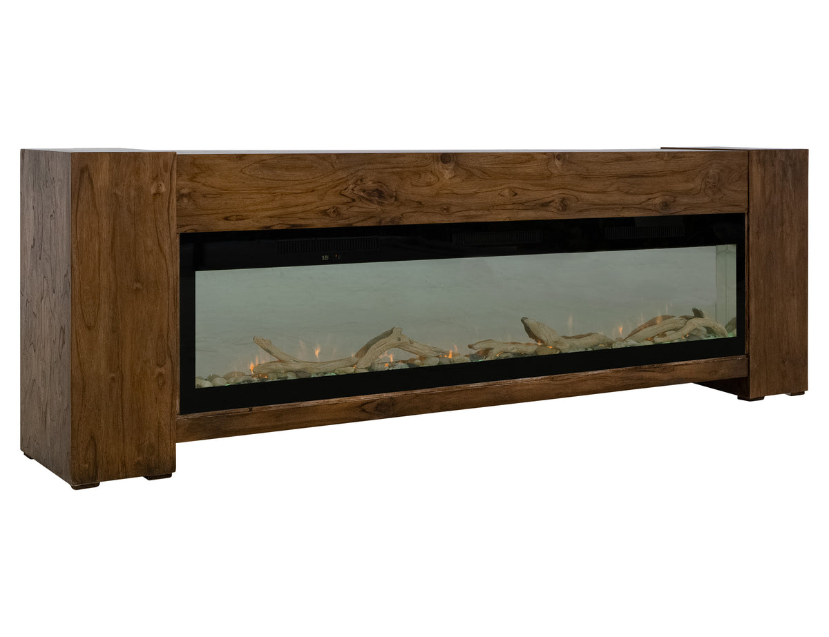 Natural Teca Console for Fire Place, Brown, Console 94" Electric Fireplace compatible