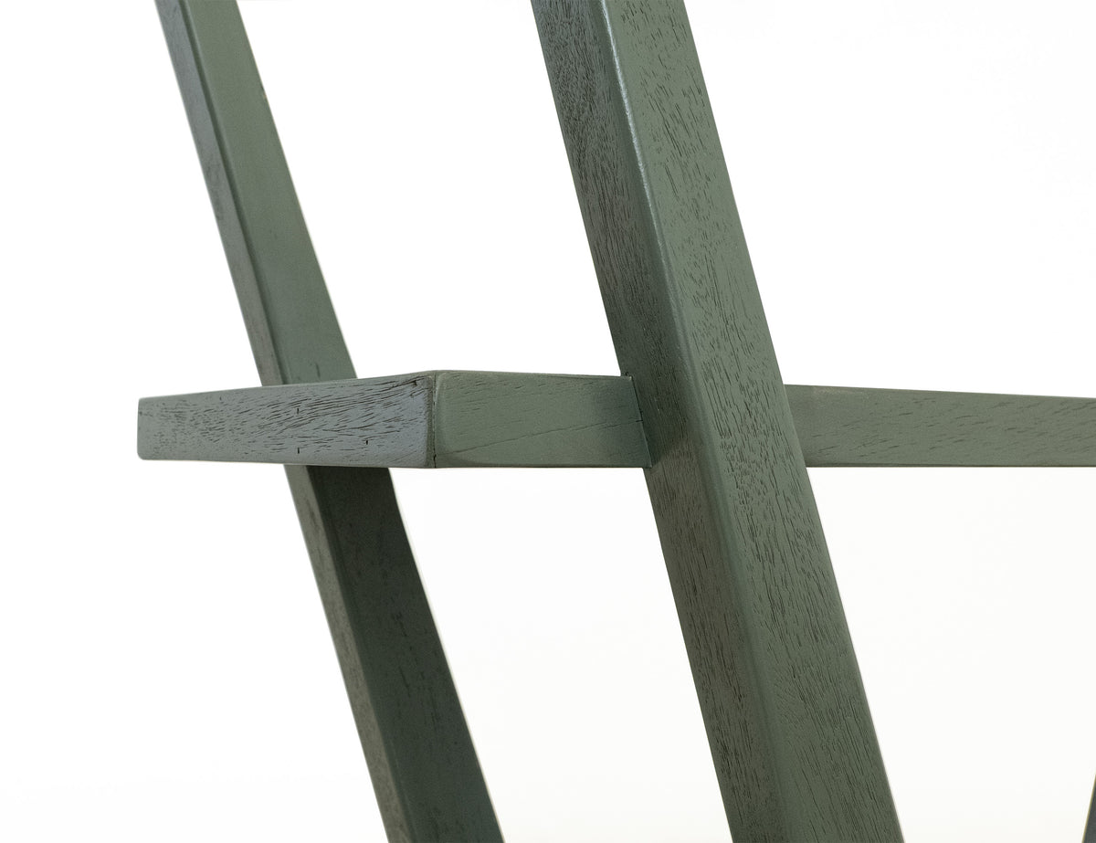 Moka Bookcase, Green, 4 Shelves, X-Shaped Étagère