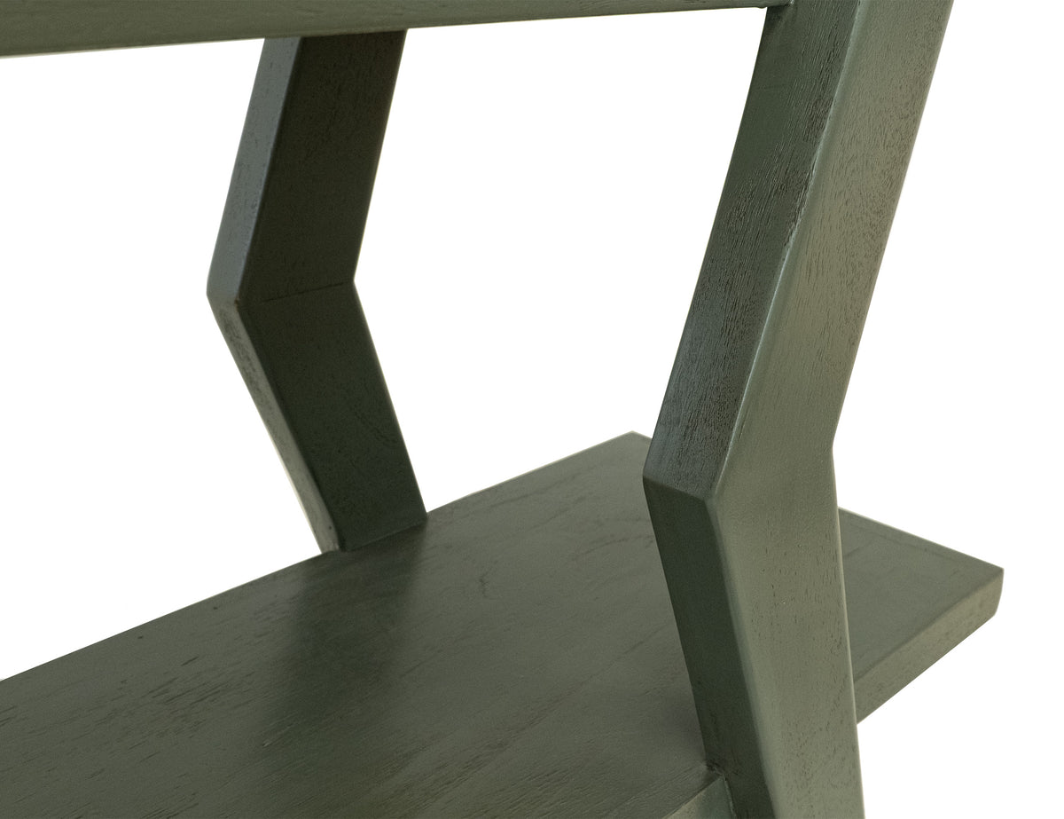 Moka Bookcase, Green, 4 Shelves, X-Shaped Étagère