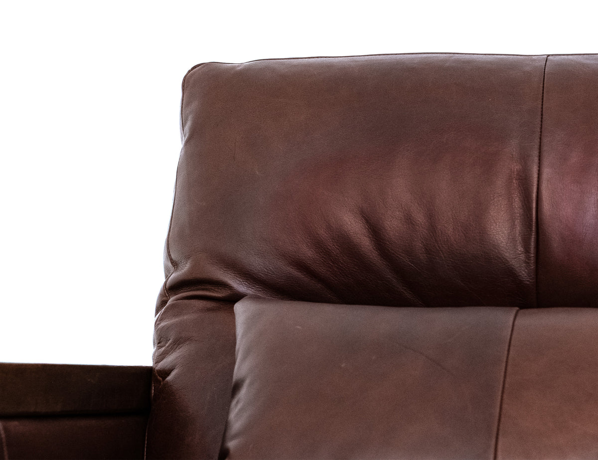 Walnut Sofa, Brown, Wooden Frame, Upholstered - Leather/Mango & Leather