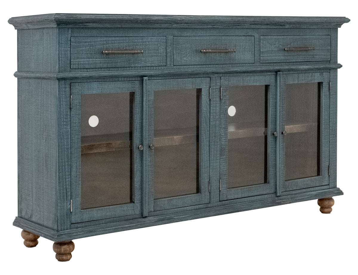 Vintage Console, Blue, 3 Drawer 4 Door