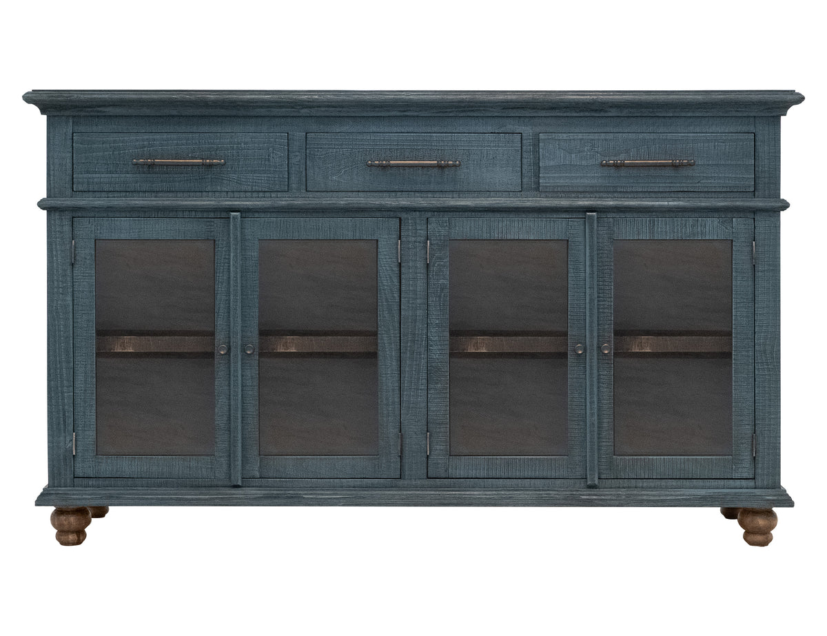 Vintage Console, Blue, 3 Drawer 4 Door