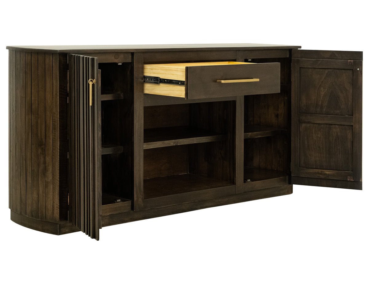 Dark Mezquite TV Stand for Fire Place, Dark Brown, 1 Drawer & 2 Door