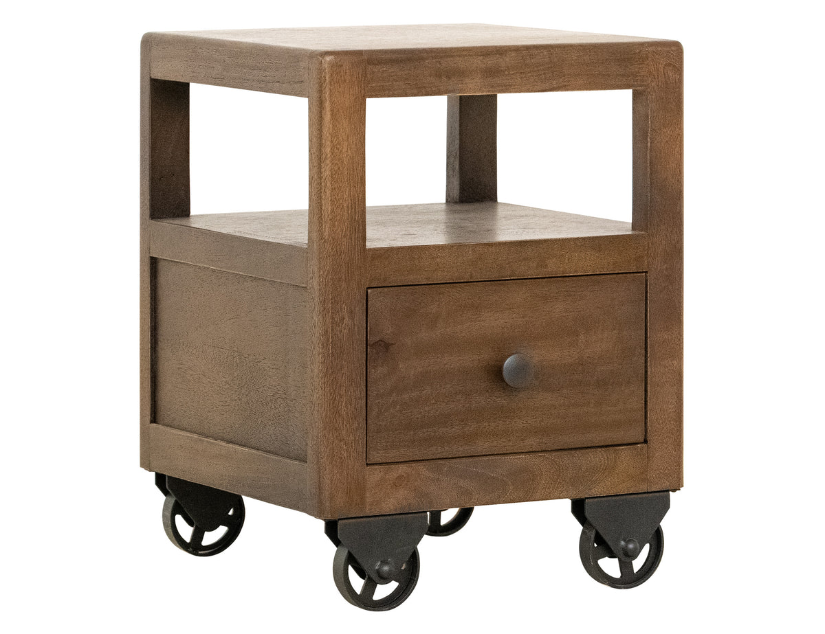 Oslo Chairside Table, Brown, 1 Drawer , Chairside Table , 1 Shelf