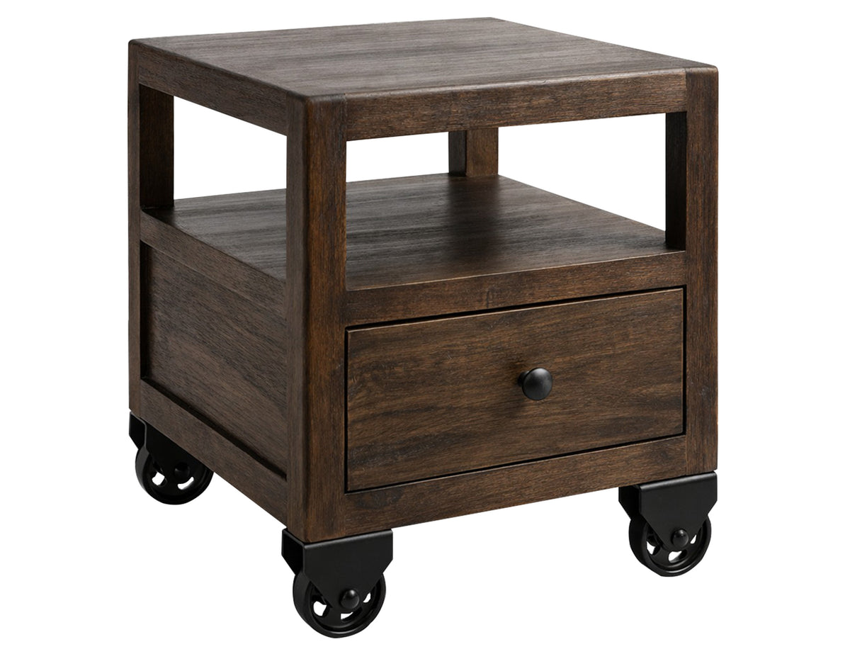 Oslo End Table, Black, 1 Drawer , End Table , 1 Shelf