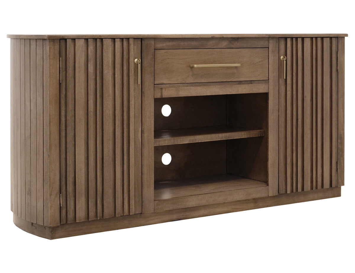 Mezquite TV Stand for Fire Place, Brown, 1 Drawer & 2 Door